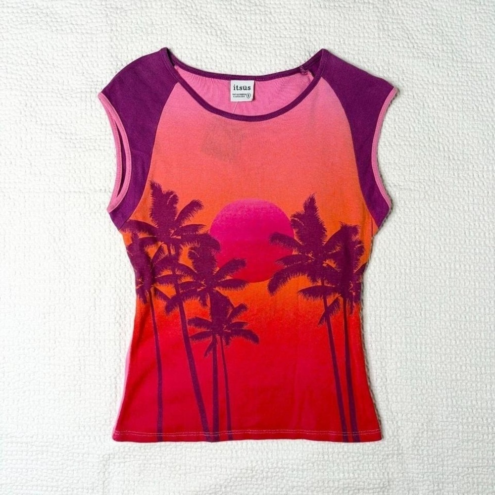 Itsus palm tree sunset graphic tank